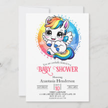 Minimalistisk färgstark babydusch för Unicorn