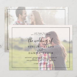 Minimalistisk | Fäst Vågrät Photo Bröllop Inbjudningar