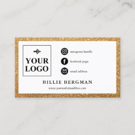 Minimalistisk Faux Guld Glitter Social Media Logot Visitkort