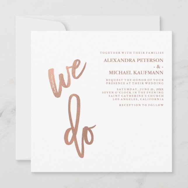 Minimalistisk Faux Ro Guld Typografi Bröllop Inbjudningar (Framsida)