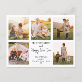 Minimalistisk fem foto-familjfoto till jul vykort