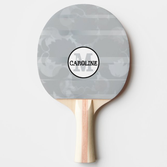 Minimalistisk Feminimodern Monogram Unik Grå Pingisracket (Framsidan)