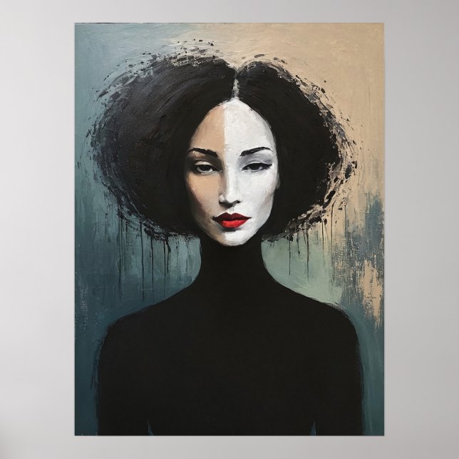 Minimalistisk feminin porträttmålning poster (Framsidan)
