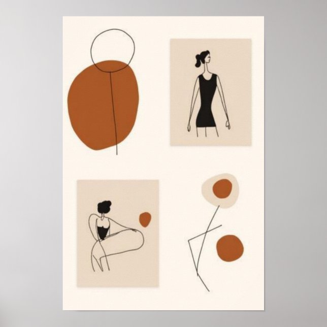 Minimalistisk Feminint Galleri Väggkonst Set | Mod (Framsidan)