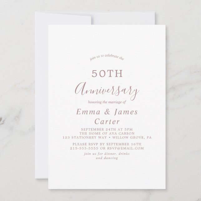 Minimalistisk femtioårsjubileum för Ro Guld under  Inbjudningar (Framsida)