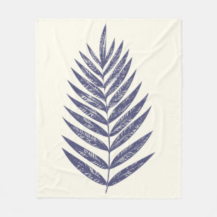 Minimalistisk Fern Handflatan-Löv - marinblått nat Fleecefilt