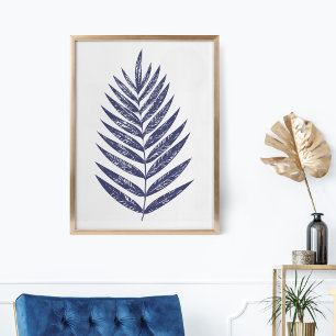 Minimalistisk Fern Handflatan-Löv - marinblått nat Poster