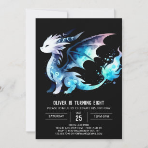Minimalistisk Ferocious Dragon Birthday Inbjudningar