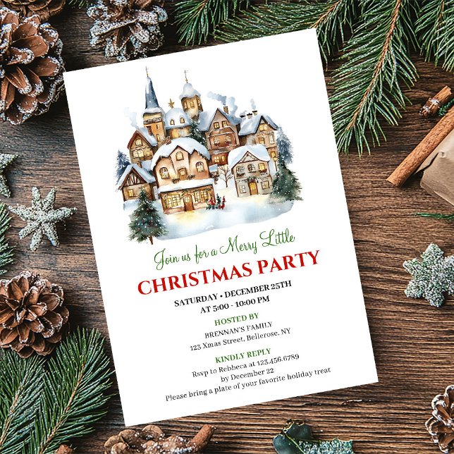 Minimalistisk festlig stads julfestinbjudan inbjudningar (Minimalist festive city Christmas party invite

)