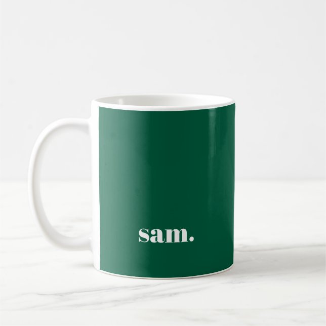 Minimalistisk fet anpassad text grön kaffemugg (Vänster)
