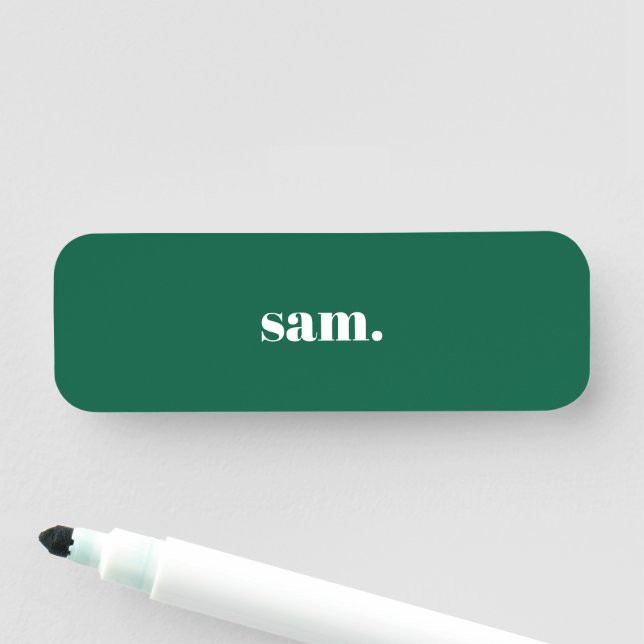 Minimalistisk fet anpassad text grön namnbricka (På plats)