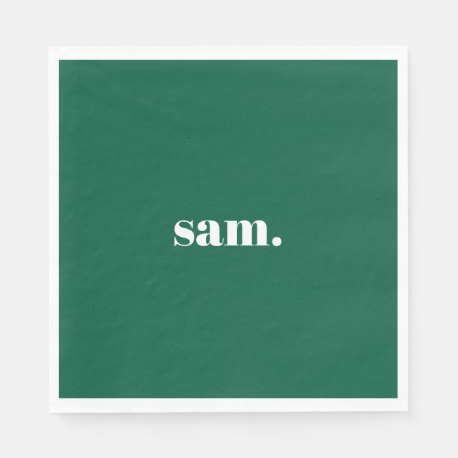 Minimalistisk fet anpassad text grön pappersservett (Framsidan)