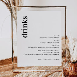 Minimalistisk fet Bröllop Pub Menu | Dryckmeny Poster