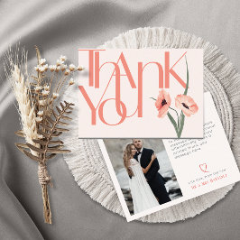 Minimalistisk fet fotokoral botanisk tack kort