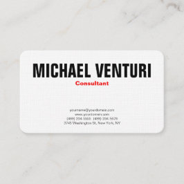 Minimalistisk fet Professionell, enkel vit Visitkort