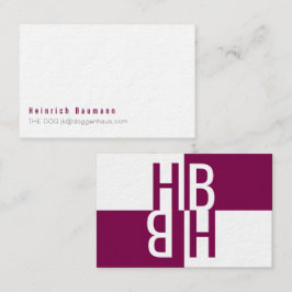 Minimalistisk fet röd monogram för självsäkra prof visitkort