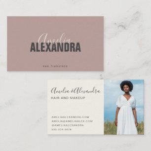 Minimalistisk fet skript Boho Chic Mauve Foto Visitkort