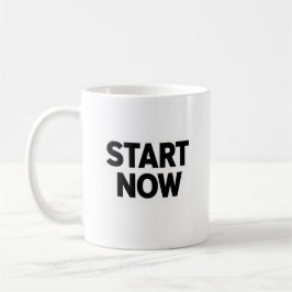 Minimalistisk fet starta nu text kaffemugg