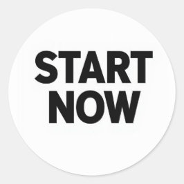 Minimalistisk fet starta nu text runt klistermärke