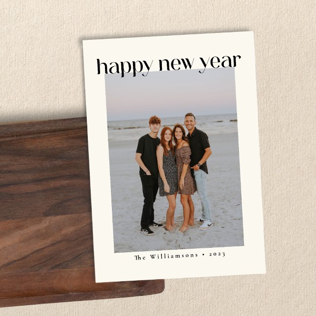 Minimalistisk fet svart Gott Nytt År Anpassad Foto Julkort (Skapare uppladdad)