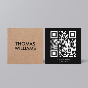 Minimalistisk fet svart tryckt kraft QR-nätverkand Fyrkantigt Visitkort