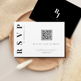 Minimalistisk fet svart-vit bröllop-qr-kod OSA kort