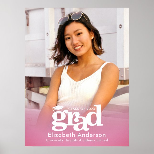 Minimalistisk fet typografi av rosa Studenten Poster (Framsidan)