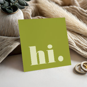 Minimalistisk fet typografi Limegrön Modern Hej Fyrkantigt Visitkort