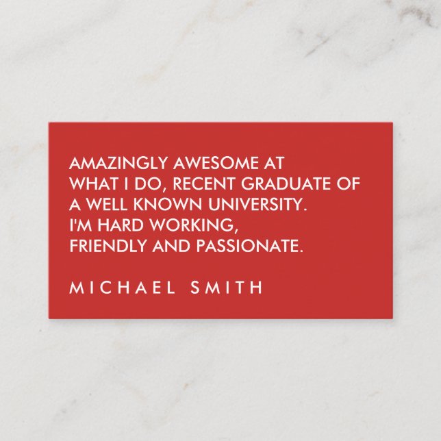 Minimalistisk fetstik stor text visitkort (Framsida)