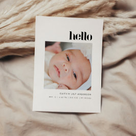 Minimalistisk fetstil "Hej" 5-foto baby födsel Meddelande