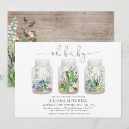 Minimalistisk Fiesta Terrarium Succulum Baby Showe Inbjudningar