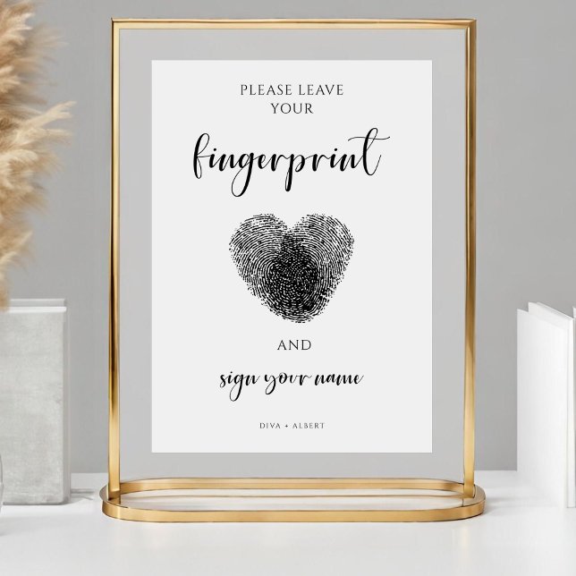 Minimalistisk fingeravtrycks gästbok för bröllopet poster (Skapare uppladdad)