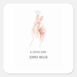 Minimalistisk fingerhjärta baby shower-dekal fyrkantigt klistermärke