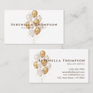 Minimalistisk Firande Snyggt Balloon Guld White Visitkort