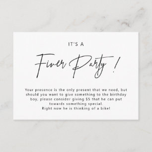 Minimalistisk Fiver-fest inbjudan bifogad kort