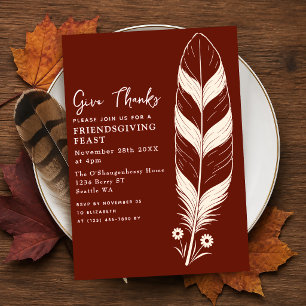 Minimalistisk fjäder Thanksgiving-middag Inbjudningar