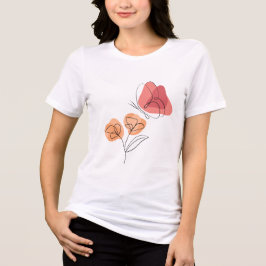 Minimalistisk fjäril- och blomsterkonst i linjer t shirt