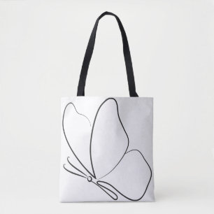 Minimalistisk fjärils-shoppingbag tygkasse