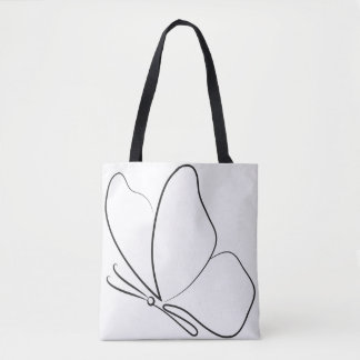Minimalistisk fjärils-shoppingbag tygkasse