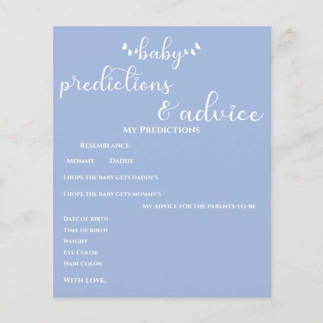 Minimalistisk fjärilskalligrafi Baby Shower-spel (Framsida)