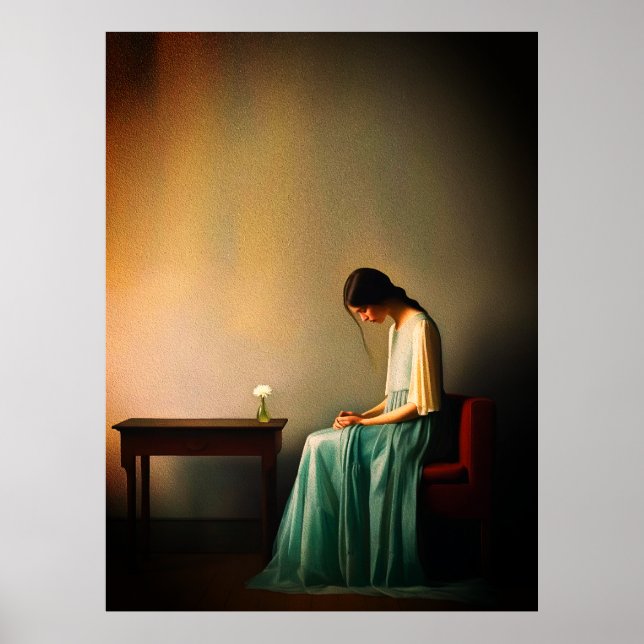 Minimalistisk flicka med blomgur konst - känslomäs poster (Framsidan)