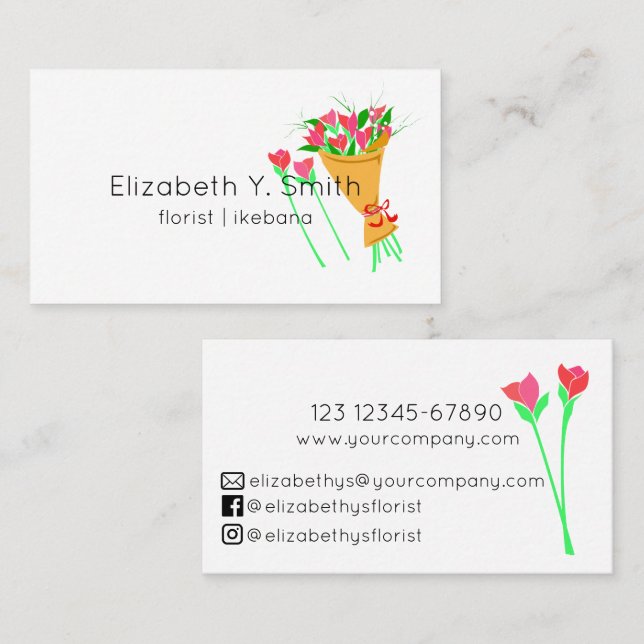Minimalistisk florist visitkort (Fram/baksida)