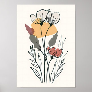 Minimalistisk Flower Line Art Poster
