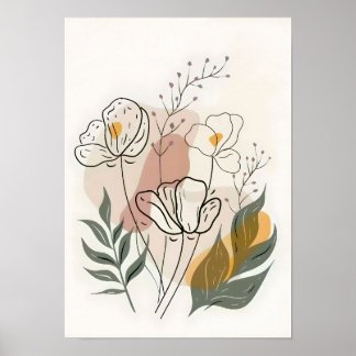 Minimalistisk Flower Line Art Poster
