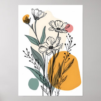 Minimalistisk Flower Line Art Poster