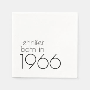 Minimalistisk Född 1966 Svart 60-årsfest Pappersservett