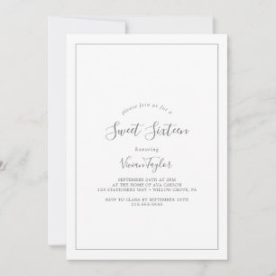 Minimalistisk födelsedag i Silver Sweet sixteen Inbjudningar