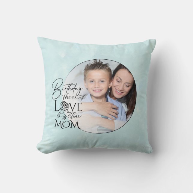 Minimalistisk födelsedags fotoram kalligrafi Mamma Kudde (Framsida)
