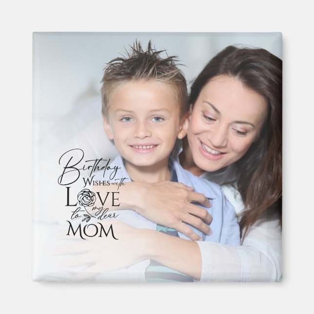 Minimalistisk födelsedags fotoram kalligrafi Mamma Magnet (Framsidan)