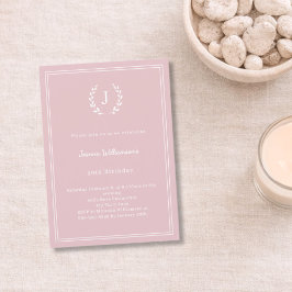 Minimalistisk födelsedags krans med monogram i ros inbjudningar